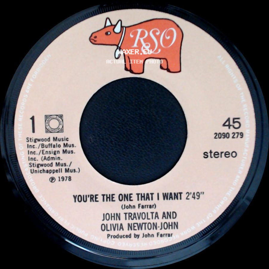 John Travolta And Olivia Newton-John - Alone At A Drive-In Movie (Instrumental) 2'28" / You're The One That I Want side B