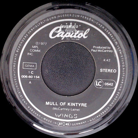 Wings - Mull Of Kintyre / Girls School side A