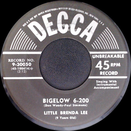 Little Brenda Lee - Bigelow 6-200 / Jambalaya (On The Bayou) side A