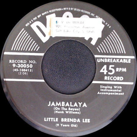 Little Brenda Lee - Bigelow 6-200 / Jambalaya (On The Bayou) side B