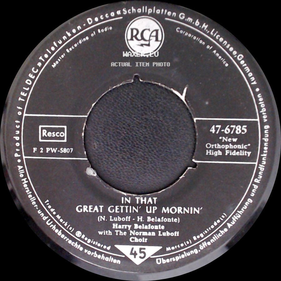 Harry Belafonte With The Norman Luboff Choir - In That Great Gettin' Up Mornin' / Jump Down, Spin Around side A