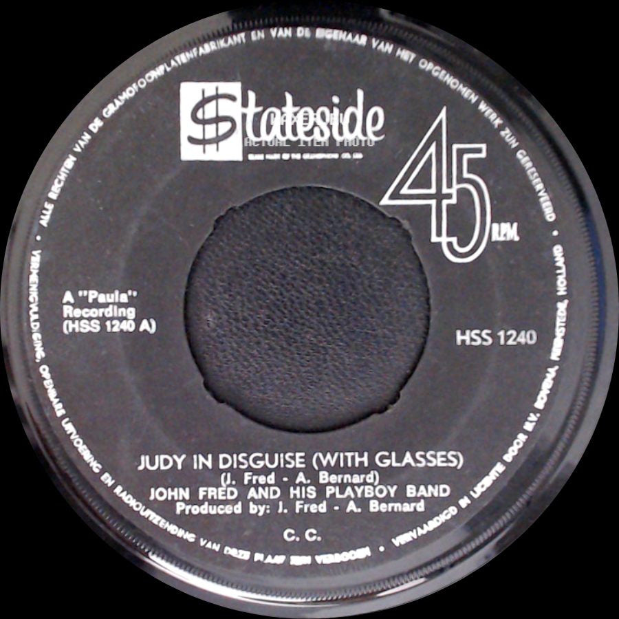 John Fred And His Playboy Band - Judy In Disguise (With Glasses) / When The Lights Go Out side A