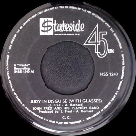 John Fred And His Playboy Band - Judy In Disguise (With Glasses) / When The Lights Go Out side A