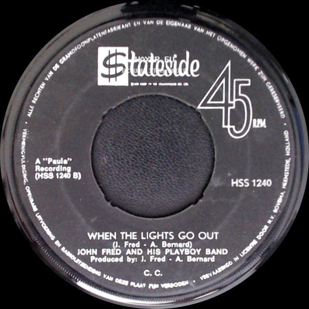 John Fred And His Playboy Band - Judy In Disguise (With Glasses) / When The Lights Go Out side B