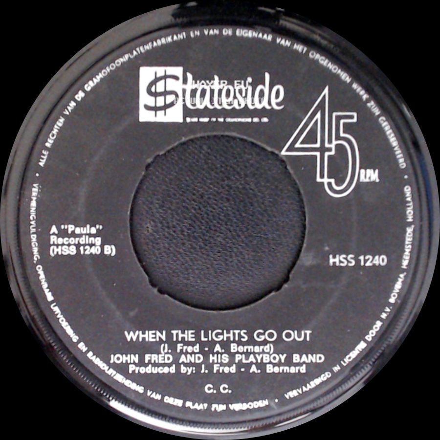 John Fred And His Playboy Band - Judy In Disguise (With Glasses) / When The Lights Go Out side B