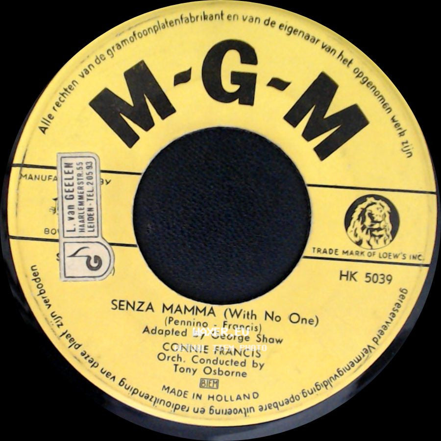 Connie Francis - Senza Mamma (With No One) / Many Tears Ago side A
