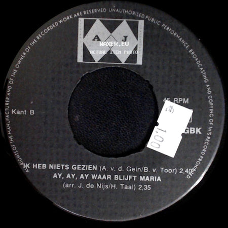 Unknown Artist - Unknown Title A / K Heb Niets Gezien / Ay, Ay, Ay Waar Blijft Maria side B
