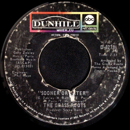 The Grass Roots - I Can Turn Off The Rain / Sooner Or Later side B