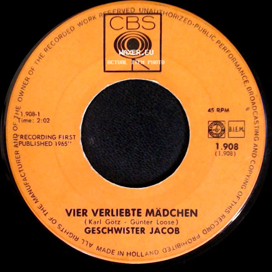 Geschwister Jacob - Vier Verliebte Mädchen / Am Blauen See Im Grünen Tal side A