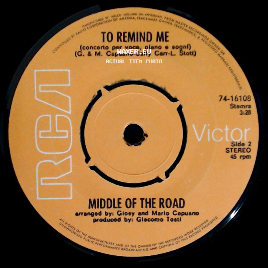 Middle Of The Road - Soley Soley / To Remind Me side B