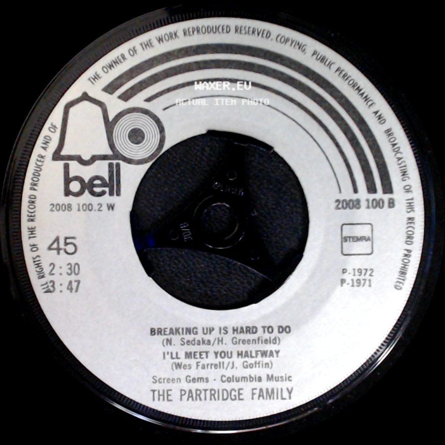 The Partridge Family - Breaking Up Is Hard To Do / I'll Meet You Halfway / I Think I Love You side A
