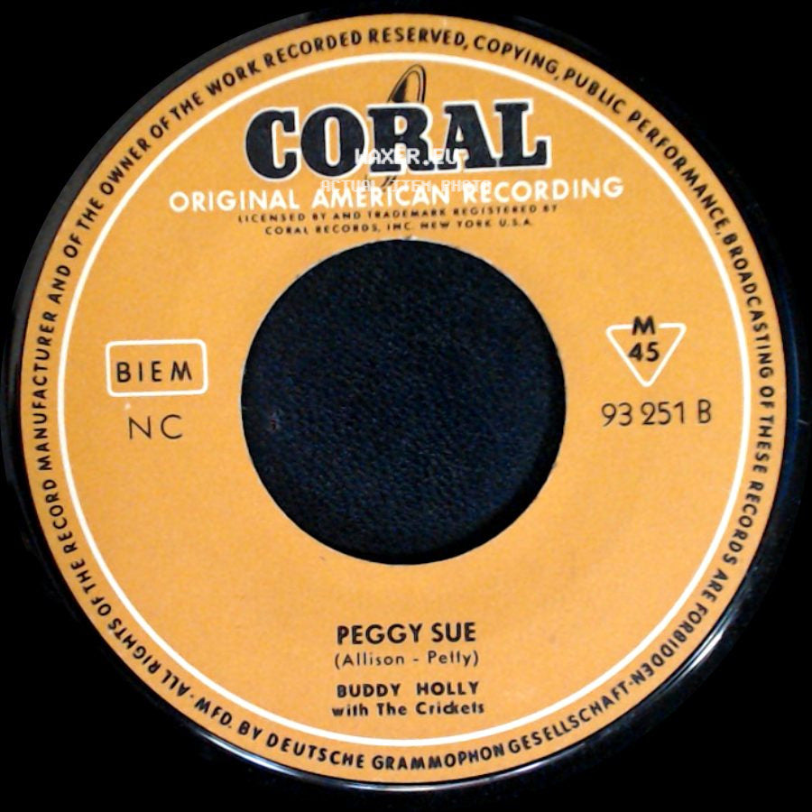 The Crickets With Buddy Holly / Buddy Holly With The Crickets - Oh, Boy! / Peggy Sue side B