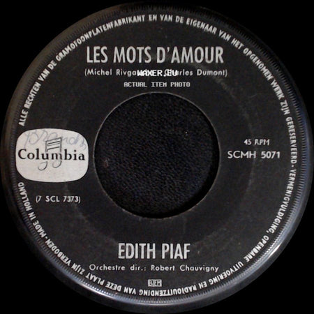 Edith Piaf - Non, Je Ne Regrette Rien / Les Mots D'amour side B