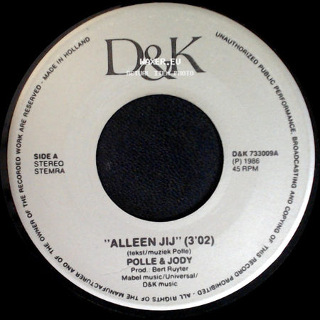 Polle & Jody / Polle - Alleen Jij / Terug Naar Af side A