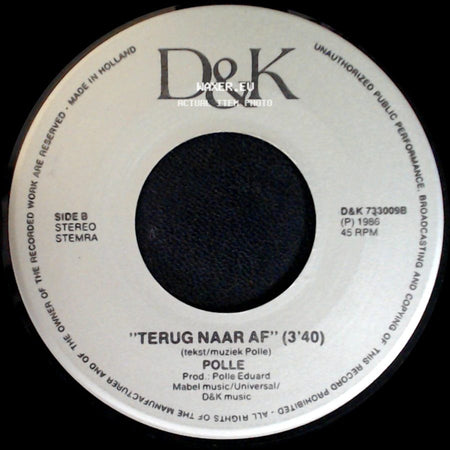 Polle & Jody / Polle - Alleen Jij / Terug Naar Af side B