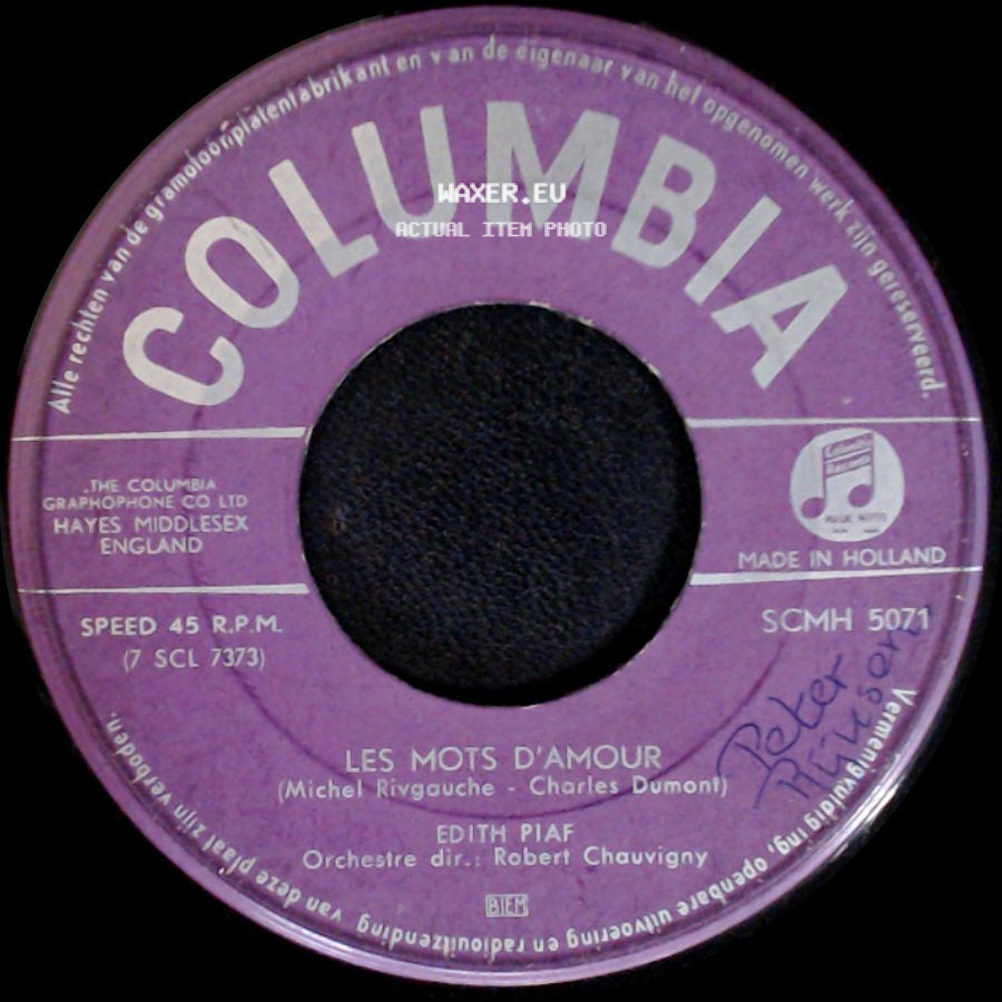 Edith Piaf - Non, Je Ne Regrette Rien / Les Mots D'amour side B