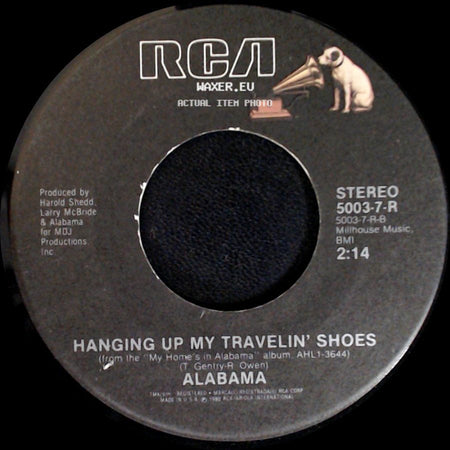 Alabama - Hanging Up My Travelin' Shoes / Touch Me When We're Dancing side A