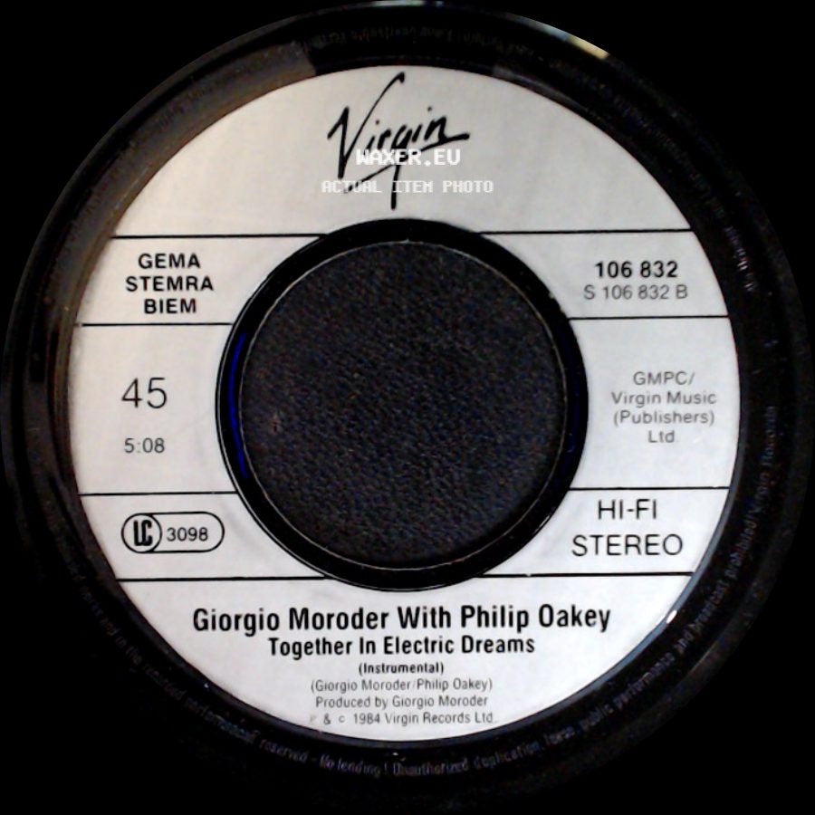 Giorgio Moroder With Philip Oakey - Together In Electric Dreams / Together In Electric Dreams side A