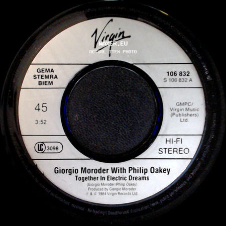 Giorgio Moroder With Philip Oakey - Together In Electric Dreams / Together In Electric Dreams side B