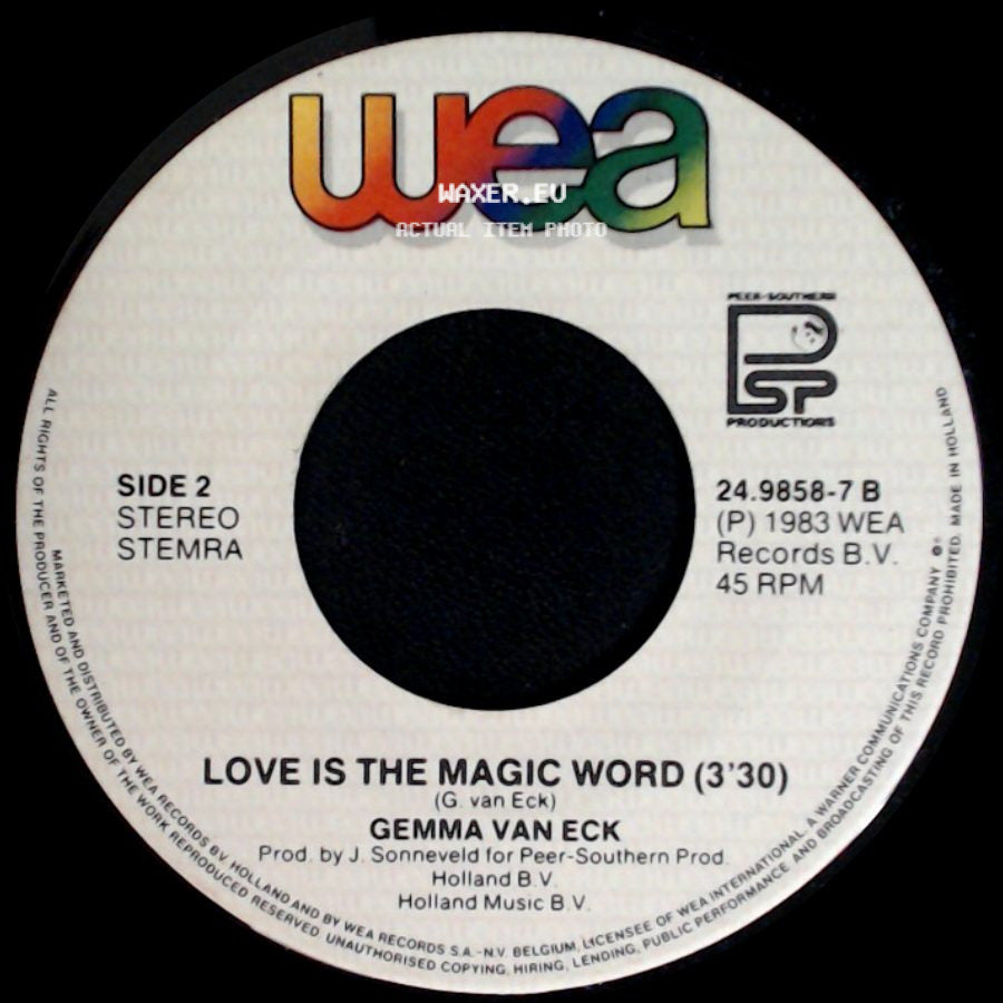 Gemma Van Eck - Sway (3'55) / Love Is The Magic Word (3'30) side B