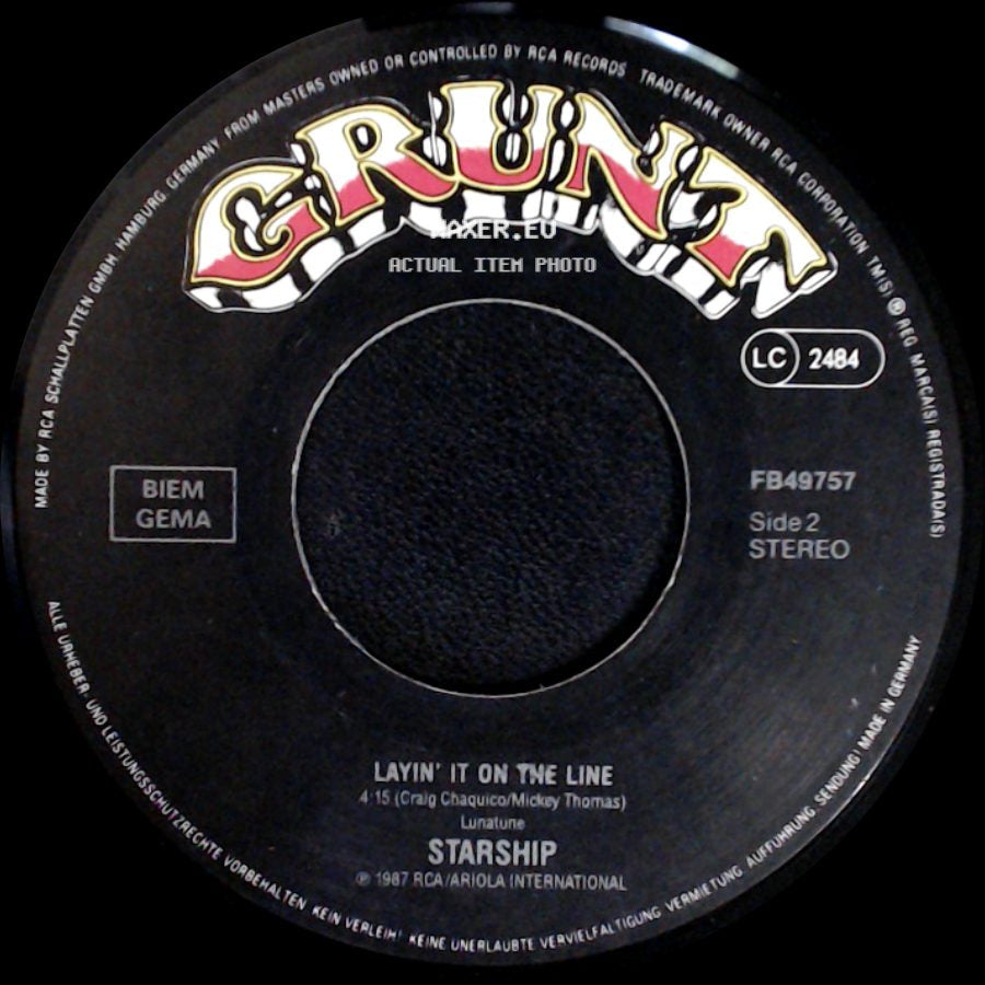 Starship - Nothing's Gonna Stop Us Now / Layin' It On The Line side B