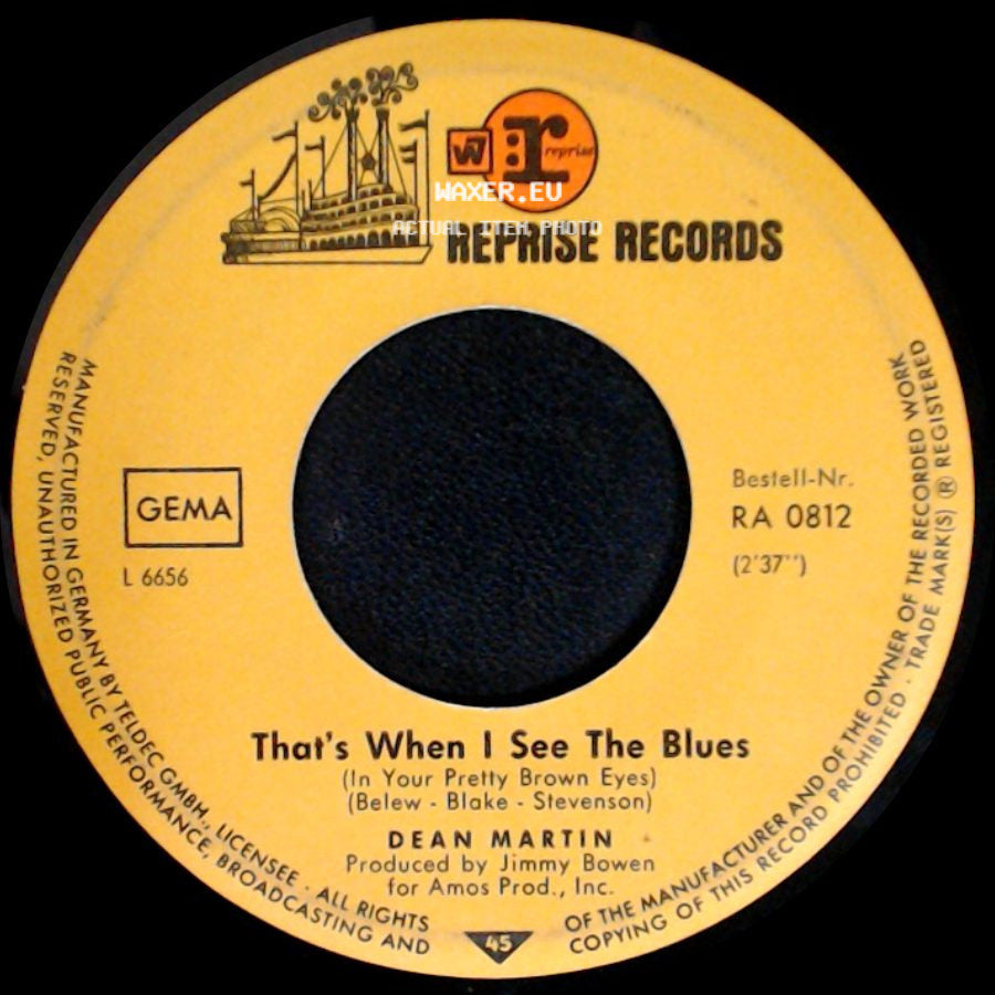 Dean Martin - Gentle On My Mind / That's When I See The Blues (In Your Pretty Brown Eyes) side B
