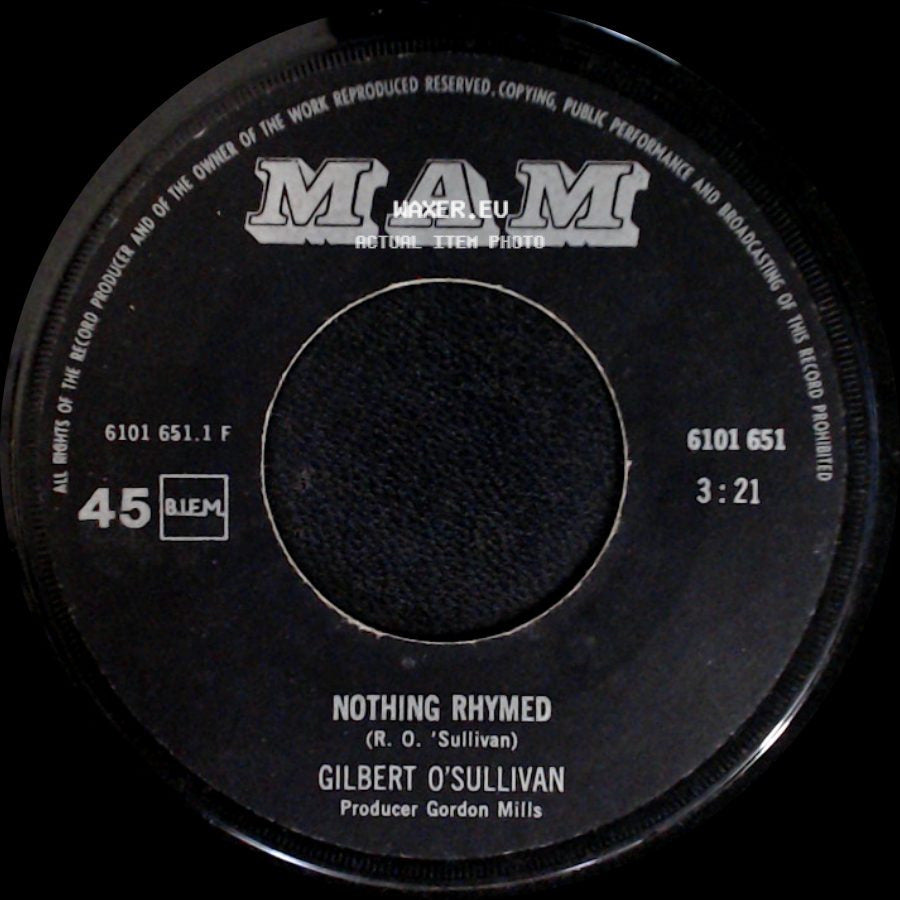 Gilbert O'sullivan - Nothing Rhymed / Everybody Knows side A