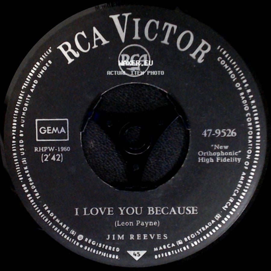 Jim Reeves - Waltzing On Top Of The World / I Love You Because side B