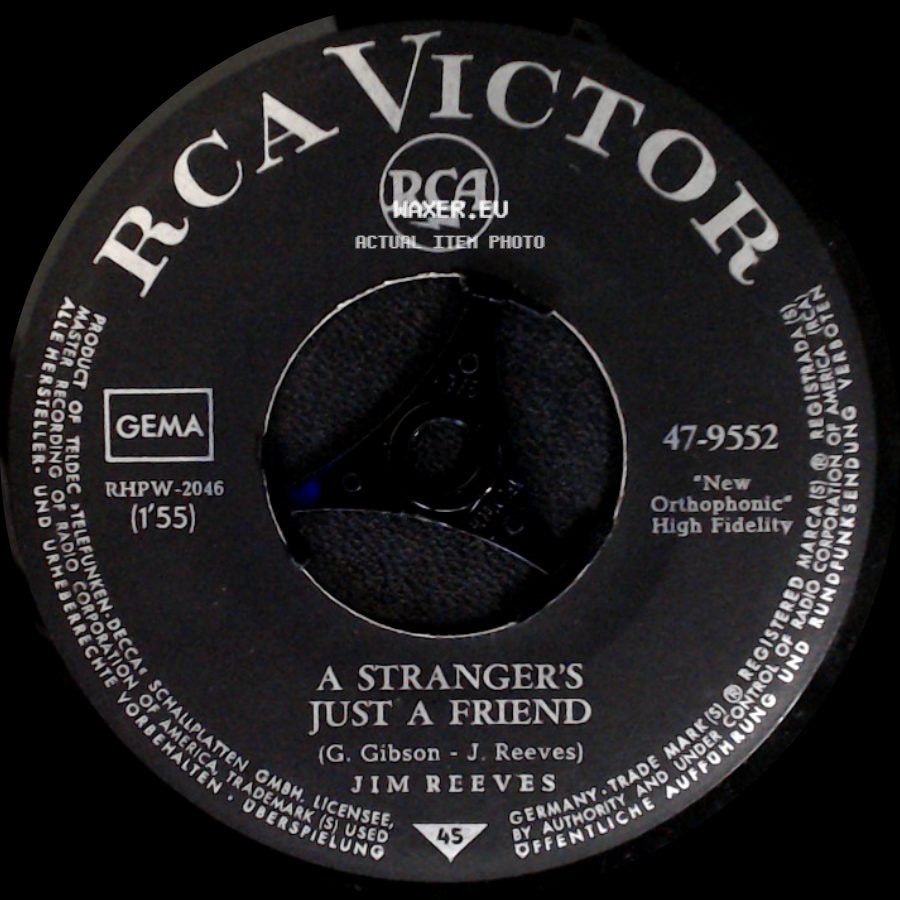 Jim Reeves - A Stranger's Just A Friend / I Won't Forget You side A