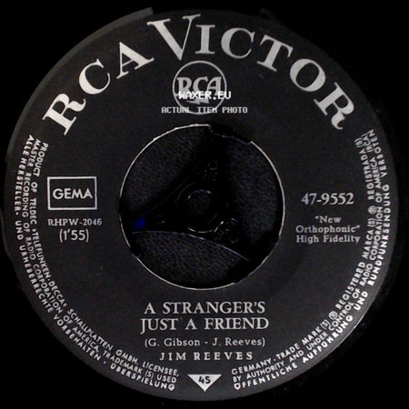 Jim Reeves - A Stranger's Just A Friend / I Won't Forget You side A