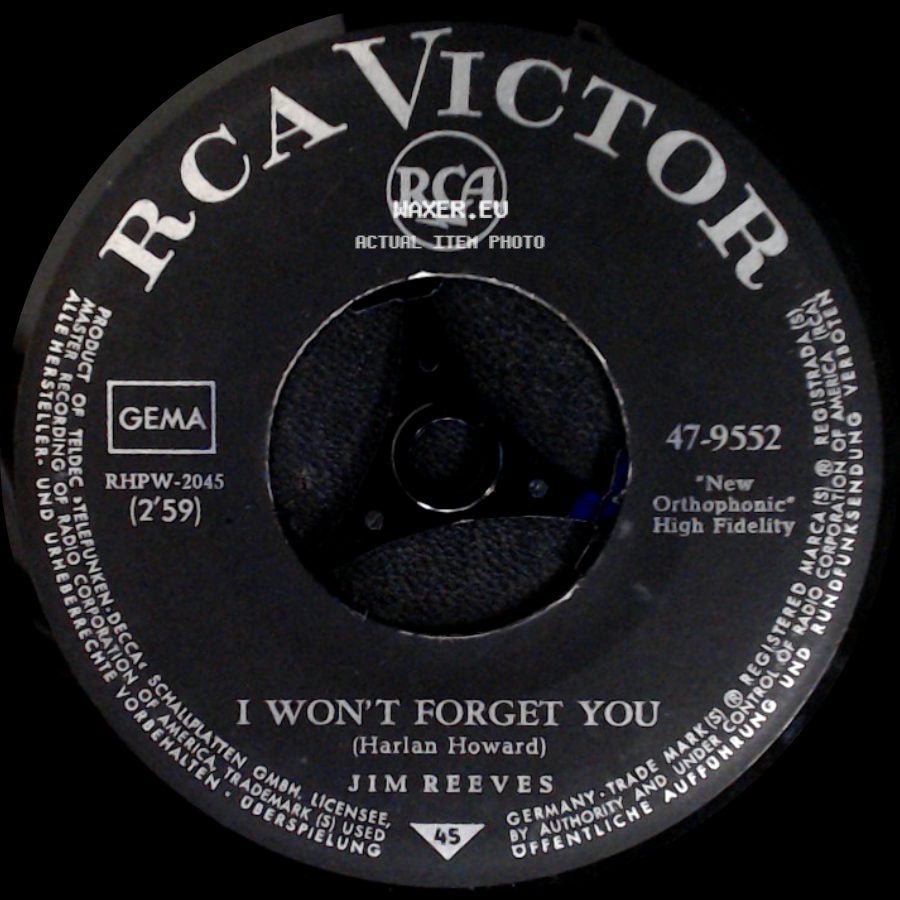 Jim Reeves - A Stranger's Just A Friend / I Won't Forget You side B