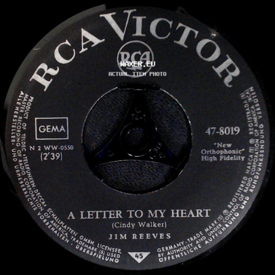Jim Reeves - Adios Amigo / A Letter To My Heart side B