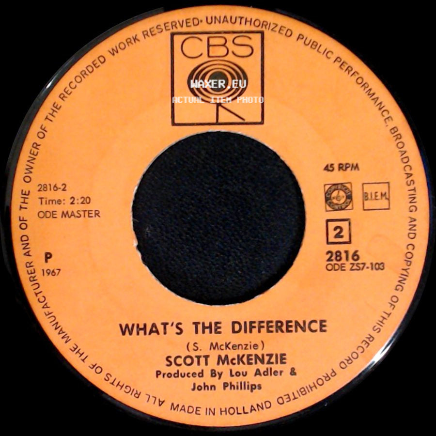 Scott Mckenzie - What's The Difference / San Francisco (Be Sure To Wear Flowers In Your Hair) side A