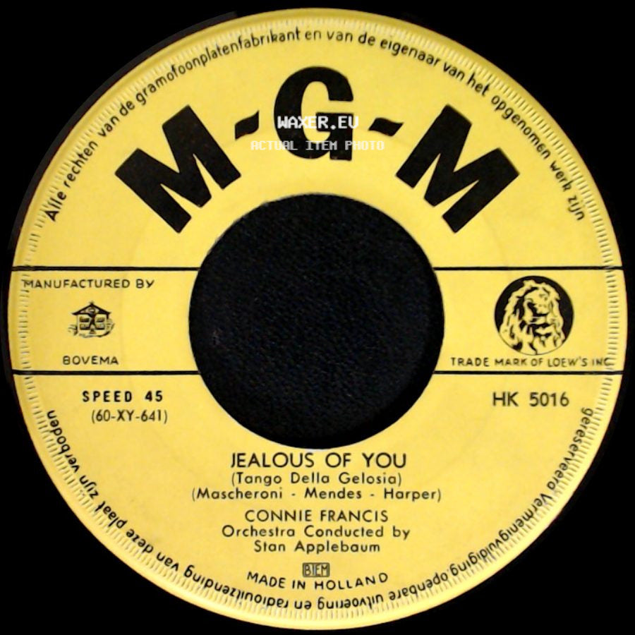 Connie Francis - Everybody's Somebody's Fool / Jealous Of You (Tango Della Gelosia) side B