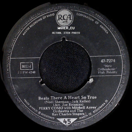 Perry Como With Mitchell Ayres' Orchestra And The Ray Charles Singers - Beats There A Heart So True / Moon Talk side A