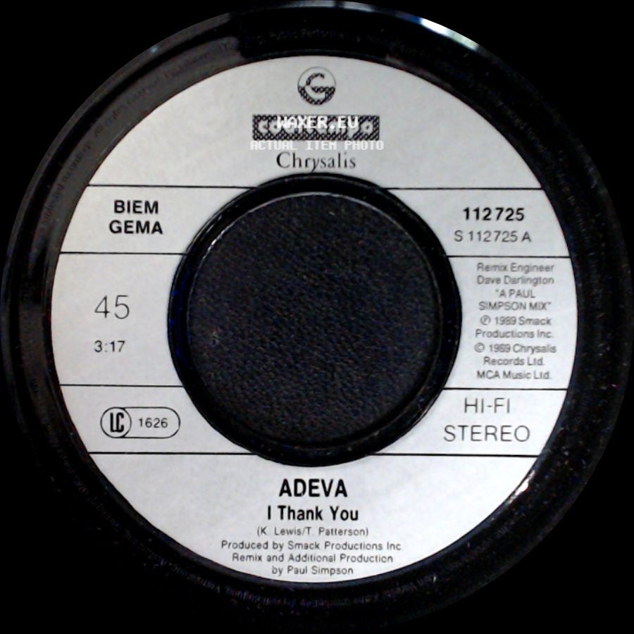 Adeva - I Don't Need You / I Thank You side B