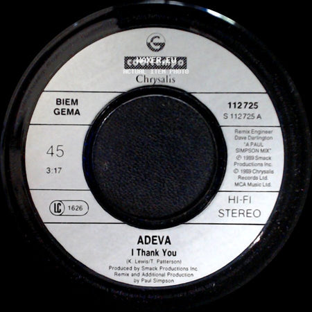 Adeva - I Don't Need You / I Thank You side B