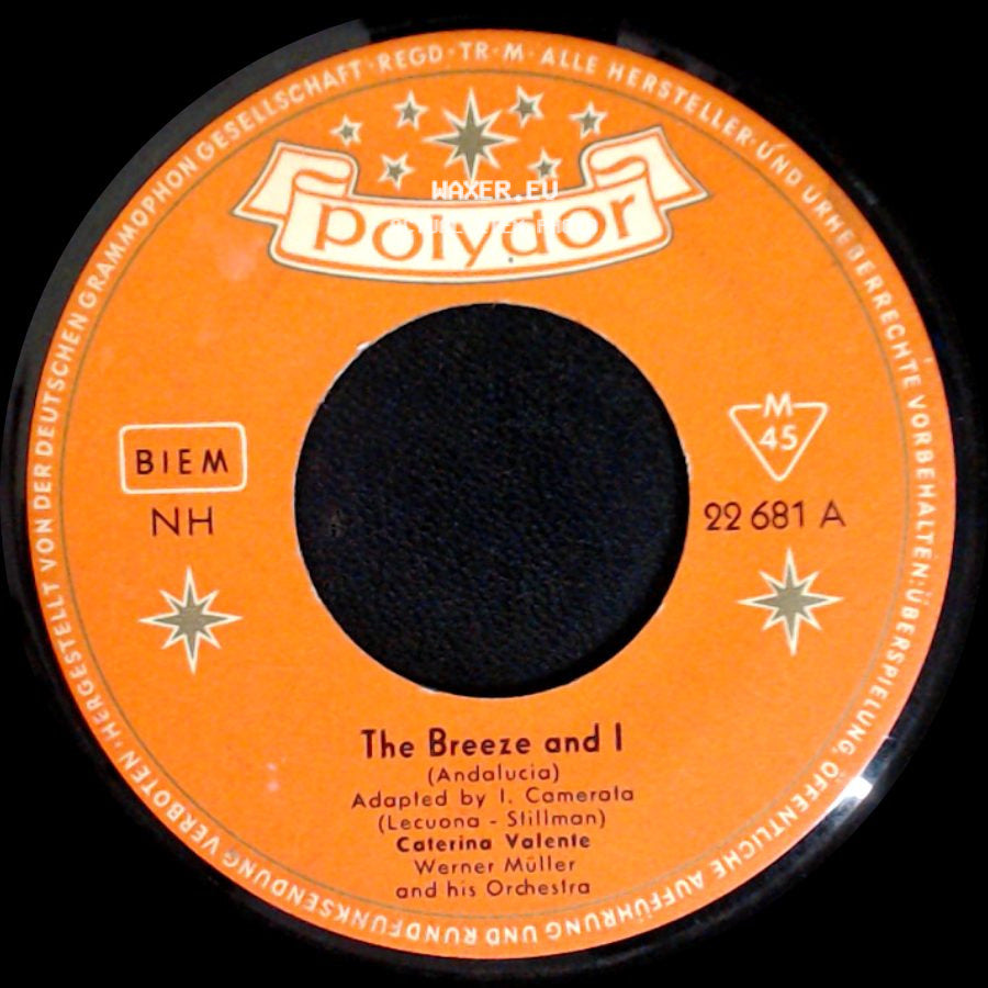 Caterina Valente / Caterina Valente Werner Müller And His Orchestra - Jalousie / The Breeze And I (Andalucia) side B