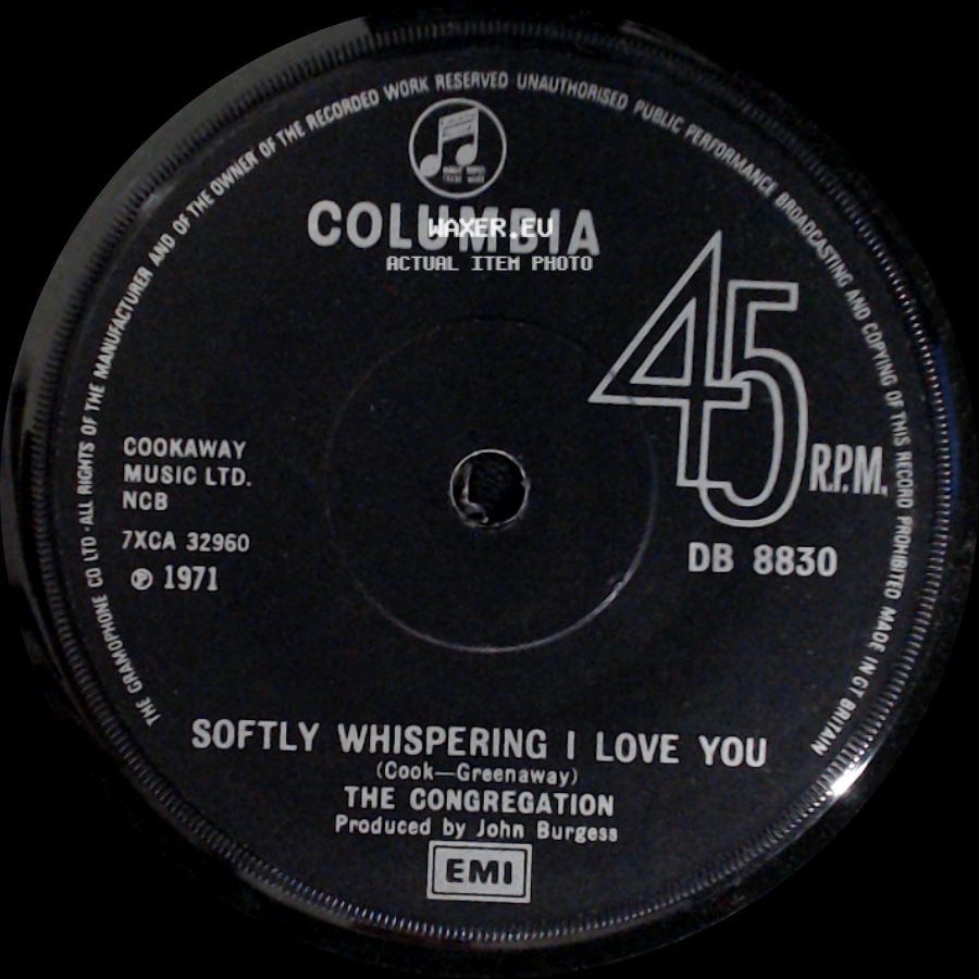 The Congregation - When Susie Takes The Plane / Softly Whispering I Love You side B