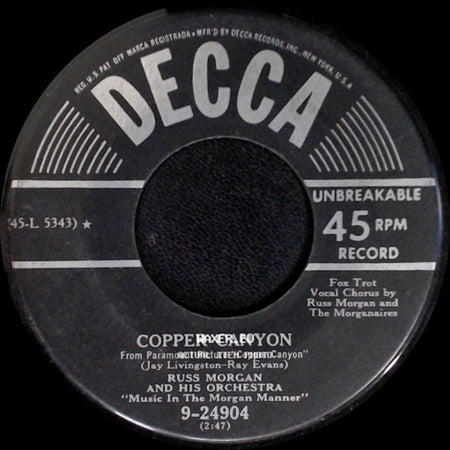 Russ Morgan And His Orchestra - Sentimental Me / Copper Canyon side B