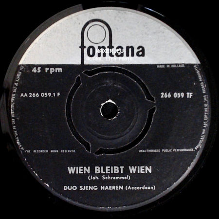 Duo Sjeng Haeren - Wien Bleibt Wien / O Sole Mio side A