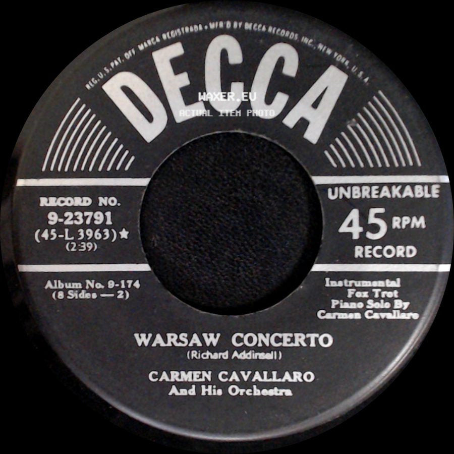 Carmen Cavallaro And His Orchestra - Warsaw Concerto / Chopin's Polonaise side A