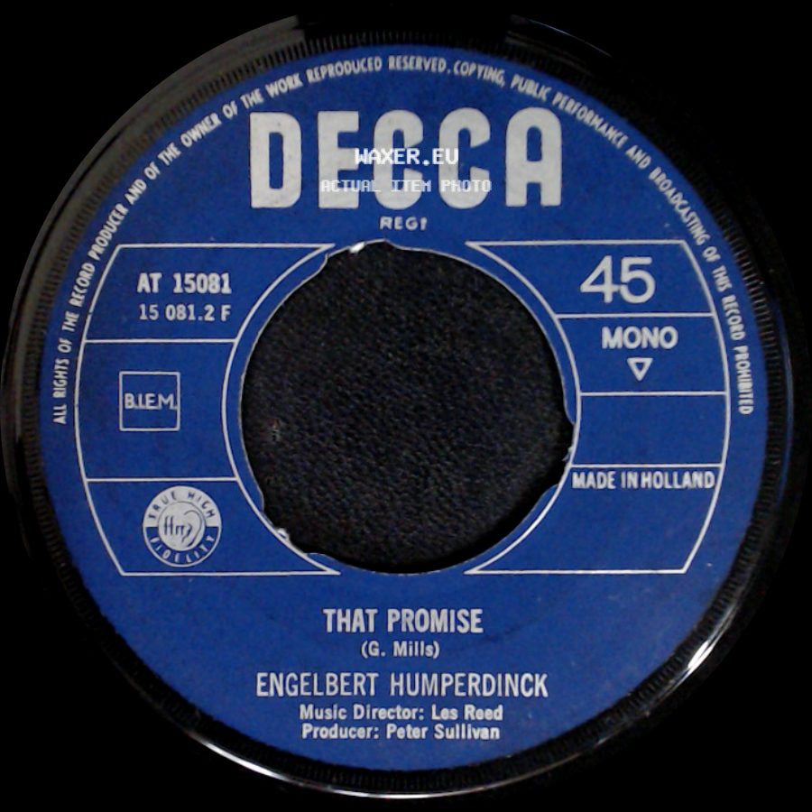 Engelbert Humperdinck - The Last Waltz / That Promise side B