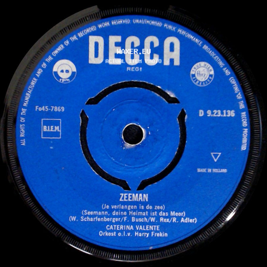 Caterina Valente - Zeeman / Caro Mio (He'll Have To Stay) side A