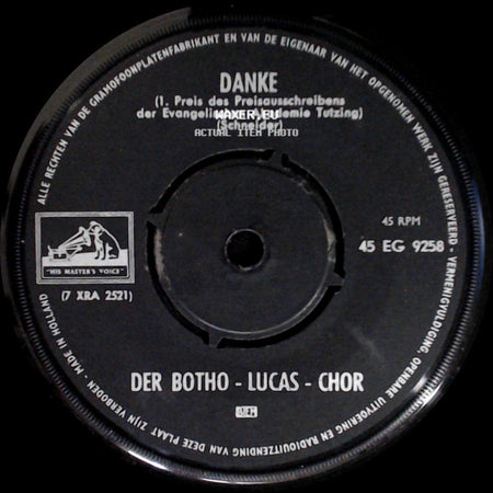 Der Botho - Lucas - Chor - Danke (1. Preis Des Preisausschreibens Der Evangelischen Akademie Tutzing) / Antwort Auf Alle Fragen side A