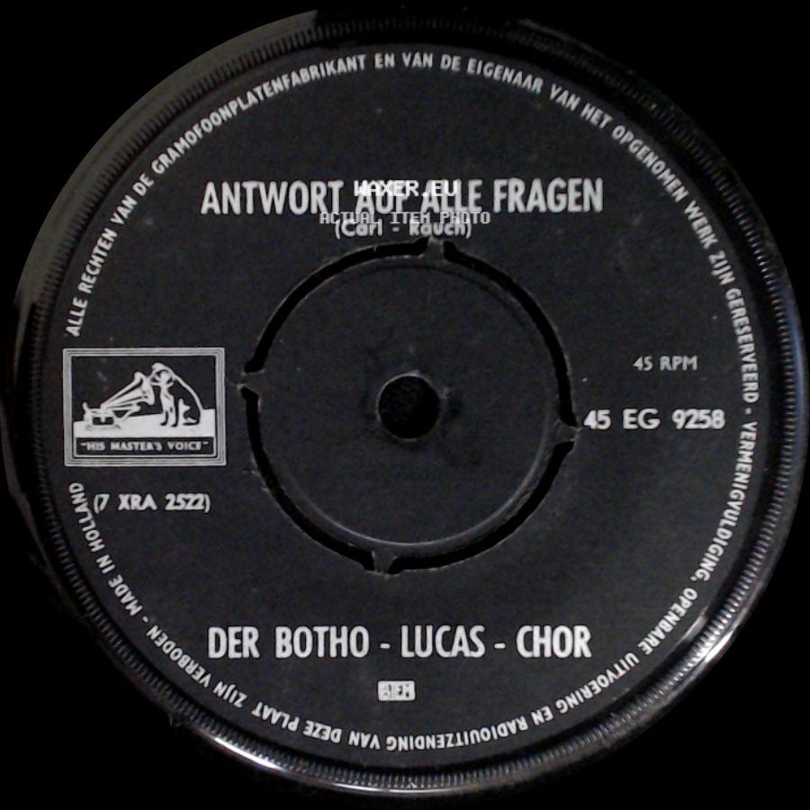Der Botho - Lucas - Chor - Danke (1. Preis Des Preisausschreibens Der Evangelischen Akademie Tutzing) / Antwort Auf Alle Fragen side B