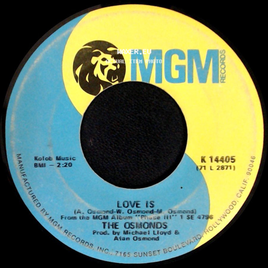 The Osmonds - Hold Her Tight / Love Is side B