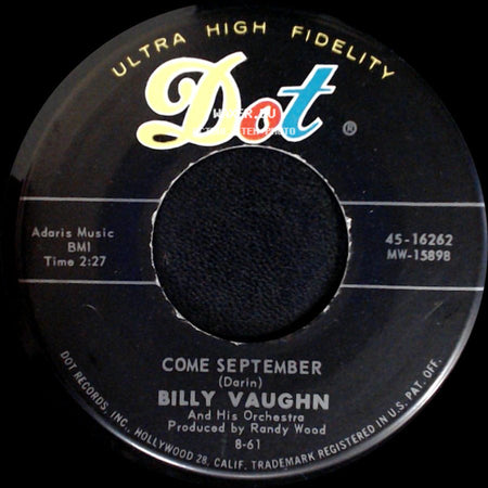 Billy Vaughn And His Orchestra / Billy Vaughn - Berlin Melody / Come September side B