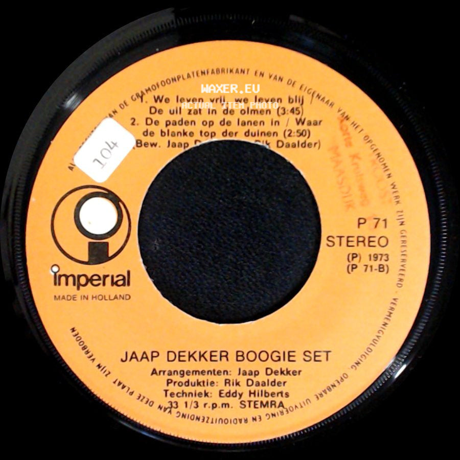 Jaap Dekker Boogie Set - Unknown Title A / Met Muziek De Zomer Door side A