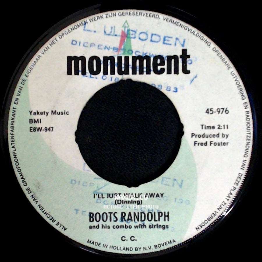 Boots Randolph And His Combo With Strings - I'll Just Walk Away / The Shadow Of Your Smile side A